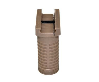 Presma Fixed Polymer Stubby Picatinny Foregrip, Tan [GP23-T], tan-colored stubby foregrip designed for firearm stability and control with Picatinny rail compatibility.