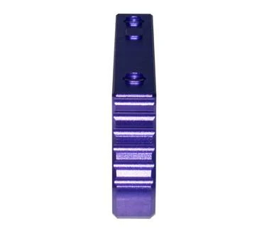 Presma Lightweight Aluminum Hand Stop for M-LOK Rail, Purple, image of a purple aluminum hand stop with a textured surface and mounting holes.
