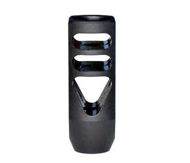 Presma M14X1 LH Muzzle Brake for AK 7.62mm - Steel - Black, firearm muzzle brake with a black steel finish and ventilation slots design.