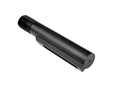 Presma Mil-Spec 6 Position Buffer Tube, Black, cylindrical and metallic firearm component suitable for attaching stock assemblies.