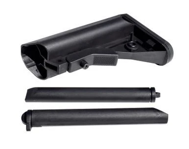 Presma Mil-Spec Adjustable Buttstock with Slim Rubber Shoulder Recoil Pad, SOPMOD style, in black with adjustable design and recoil pad.