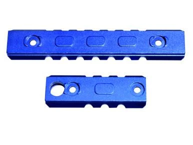 Presma M-LOK to Picatinny Adapter Rail Kit, dark blue modular rail system with two 3-slot sections and one 7-slot section for firearm customization.