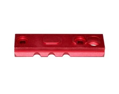 Presma M-LOK to Picatinny Adapter Rail Kit, red anodized aluminum rail with multiple slots for attaching accessories.