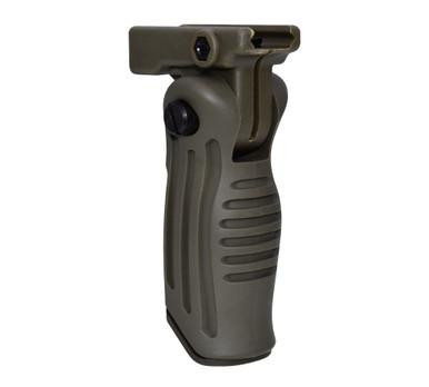 Presma Tactical 5 Position Green Folding Foregrip, a tactical firearm accessory designed in green with a five-position foldable grip for versatile handling.