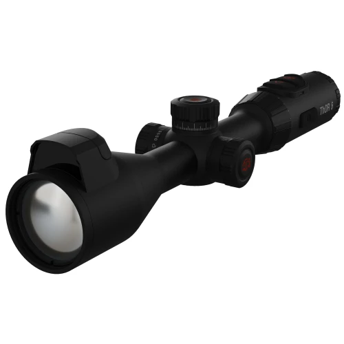 ATN Corp TIWST6650LRF - Precision Shooting Scope with Laser Rangefinder & Ballistic Calculator, black tactical rifle scope with adjustable dials and illuminated reticle.