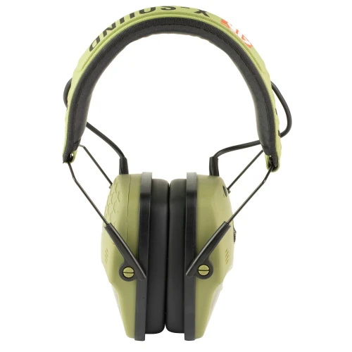 ATN Corp ATN ACPROTXSND Bluetooth Shooting Headset – Compact, Low-Profile Design with 22dB Noise Reduction & 300 Hour Battery Life, showing a lightweight, foldable pair of ear protection with noise-canceling features.