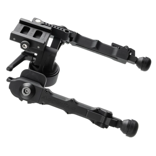 Accu-Tac FCASQD-G204 F-Class Bipod - Arca Spec. Mount for Long Range Shooting - Adjustable Height & Leg Positions, black adjustable bipod with Arca Swiss mount and leg locks.