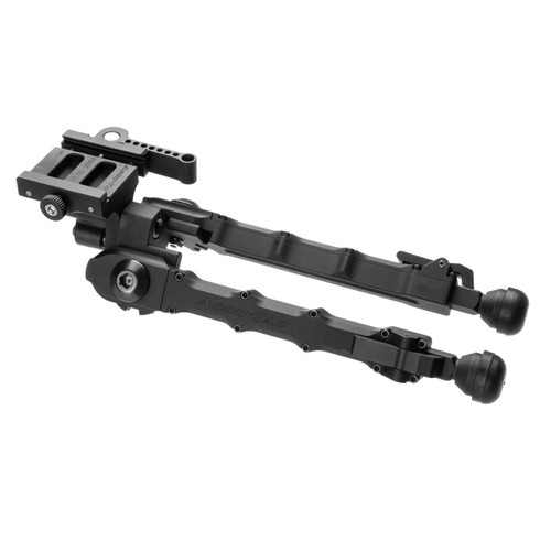Accu-Tac SRASQD-G205 Tactical Arca Spec QD Bipod - Adjustable Height & Quick Detach Mount for Optimal Shooting Stability, black bipod with adjustable legs and quick detachment features.
