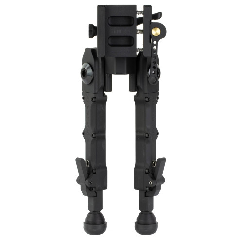 Accu-Tac BR-4 G2 Arca Spec Quick Detach Bipod - Lightweight 6061 T6 Aluminum for Precision Shooting, black bipod with quick detach mechanism and adjustable legs.