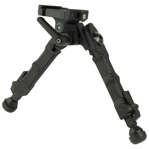Accu-Tac FDQDB-004 Precision Shooting Bipod, lightweight 6061 T6 aluminum construction with quick-deploy legs, adjustable height and angle for bolt action firearms.