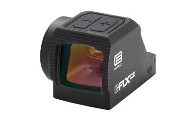 EOTECH EFLX CE Tactical Red Dot Sight, enclosed design with multi-reticle system, CR2032 battery compartment, and quick zeroing adjustment, suitable for professional use.