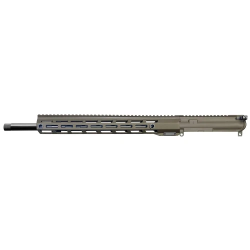 Rise Armament RA-22ARC-CU-BRN-18 AR-15 Upper Receiver - 18" Stainless Steel Barrel, M-LOK Handguard, Patriot Brown Cerakote, shown in a close-up image.