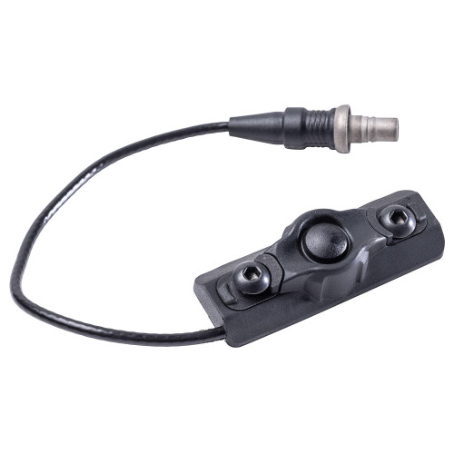 Surefire CSM-09 Compact Switch MLOK - 9" Tactical Lighting Control, a compact black switch with a cable attachment designed for efficient setup and performance of tactical lighting systems.