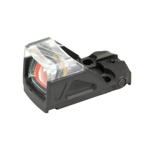 Shield Sights OMSSC-8MOA-GLASS Micro Red Dot Sight, a compact black sight with a clear glass lens for precise aiming on firearms.