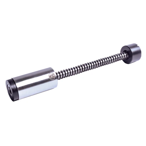 Armaspec ARM258-9 Gen3 Sound Mitigation Buffer for AR9, an image showing a metallic rifle buffer with a coiled spring and rubber end caps, designed for enhanced performance, reduced noise, and improved accuracy.
