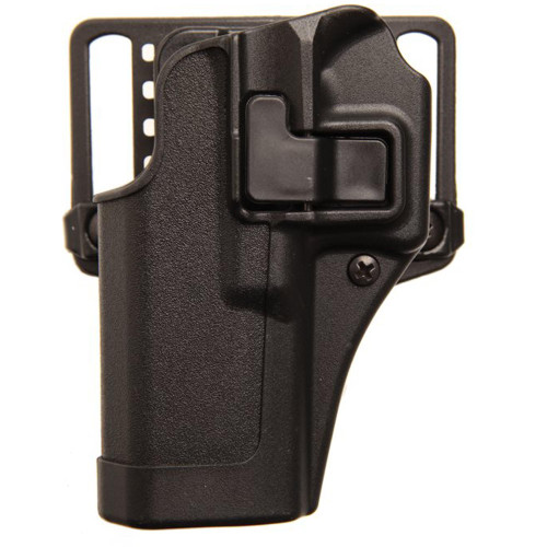 BLACKHAWK 410513BK-L SERPA CQC Left-Hand Holster for Glock 20/21/37, featuring auto-lock security and rapid draw design, made of durable black polymer material.