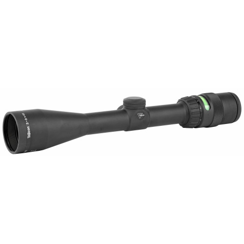 Trijicon ACCUPOINT 3-9X40 DPLX GRN D rifle scope, long black tactical telescopic sight with green illumination and adjustment knobs.