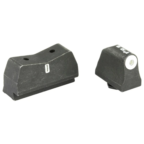XS Sights XS DXT BIG DOT SUPP FOR GLK 9MM/40, Set of two black firearm sights with white dots for Glock 9mm and .40 caliber weapons.