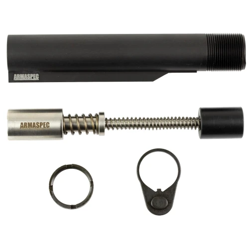 Armaspec SRS Buffer Kit H2 Gen 4 for AR-15, parts for recoil management with black buffer tube, silver buffer, spring, and related components.