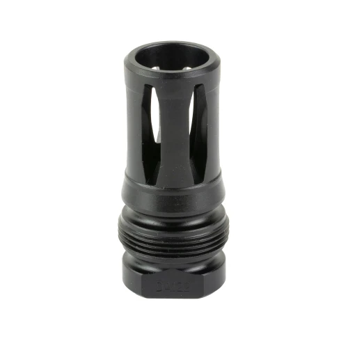 Dead Air Armament DEAD AIR XENO FH 5/8X24 muzzle device, black metal with a slotted design for enhanced noise reduction and optimal firearm compatibility.