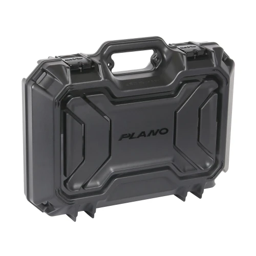 Plano TACTICAL PISTOL CASE BLK, a black tactical pistol case with sturdy plastic construction and secure latch closures.