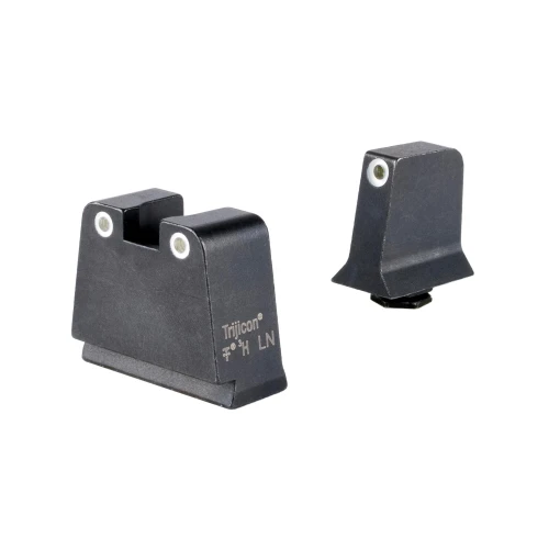 Trijicon sight set, green glow fiber optic sights for Glock 42 with white rings, including front and rear sights.