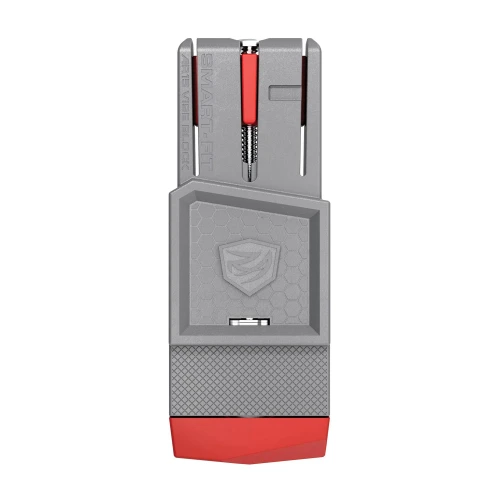 Real Avid REAL AVID SMARTFIT VISE BLCK AR15/10, a precision gun vise for AR15 and AR10 rifles with a gray and red color scheme and textured grip