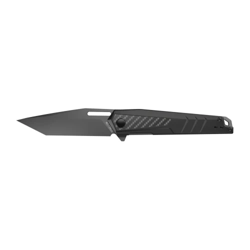 Real Avid REAL AVID BORN READY TANTO ASSISTED, tactical folding knife with a black blade and handle featuring a textured grip and assisted opening mechanism.