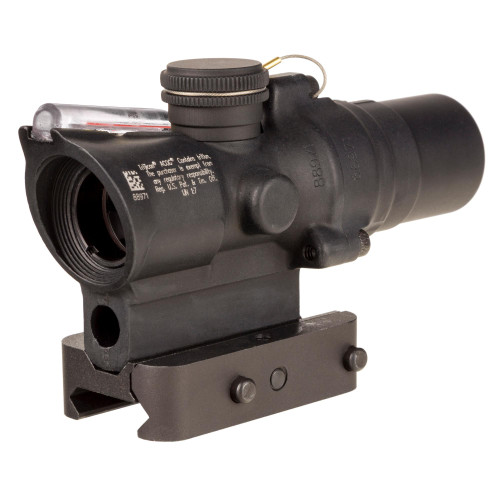 Trijicon TA44-C-400390 ACOG Optical Sight 1.5X16mm, tactical riflescope for .223 caliber, black with power and reticle adjustment features.