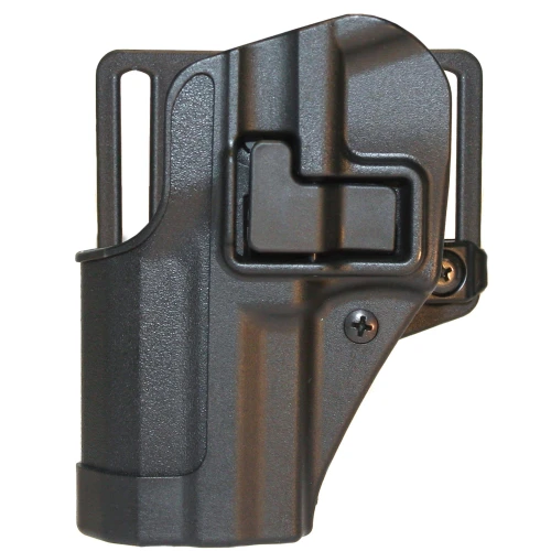 BLACKHAWK SERPA CQC Holster for Left-Handed Users, model 410525BK-L, featuring auto-lock technology for enhanced safety, compatible with S&W M&P 9/.357/.40 & SD9/.40, shown in black with secure locking mechanism.