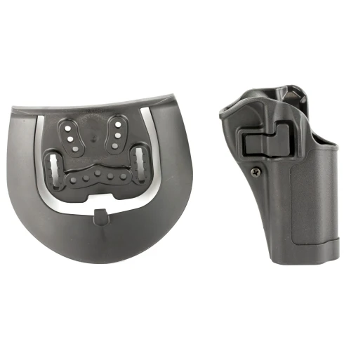 BLACKHAWK 410562BK-R SERPA CQC Holster for CZ 75, right-hand, secure and fast drawing holster with auto-lock technology, shown with ergonomic design for secure gun carrying.