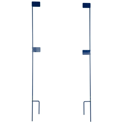 Birchwood Casey B/C Adjustable Target Stakes 36 inches, blue metal adjustable target stakes with securing clips and support hooks for outdoor target shooting.