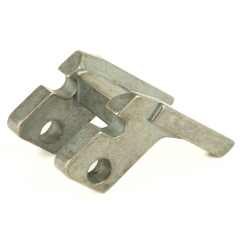 GLOCK OEM LOCKING BLOCK 17/37 3-PIN, Metal firearm component for Glock pistols in silver color with precise cutouts.