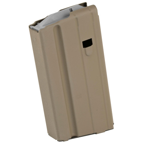 Ammunition Storage Components 15-68-SS-FDE-G-ASC, tan-colored magazine for firearm ammunition storage.