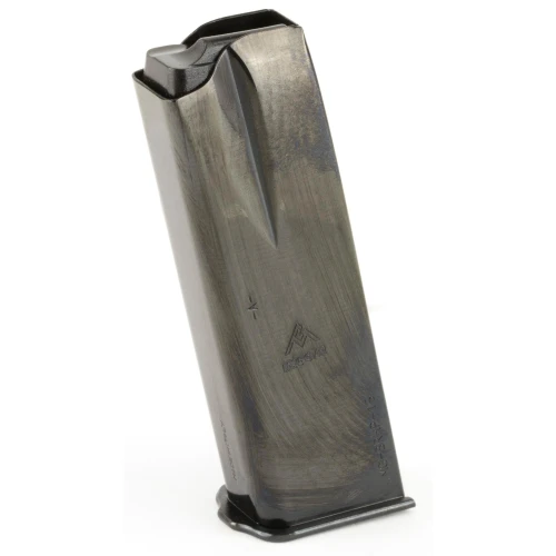 Mec-Gar USA MGBRHP15B 15-Round Precision Magazine, metallic firearm magazine with black top, reliable and durable firearm accessory.