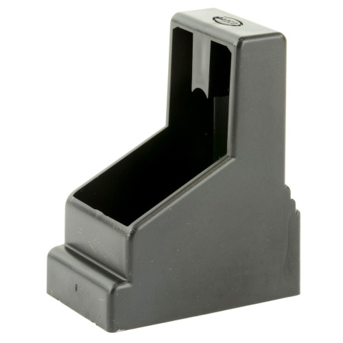ADCO Super Thumb Loader ST2 - Fast & Easy Reloading for Wide Body Double-Stack Magazines, showcasing a compact, black, ergonomic magazine loader with a spacious slot to swiftly reload large capacity magazines.