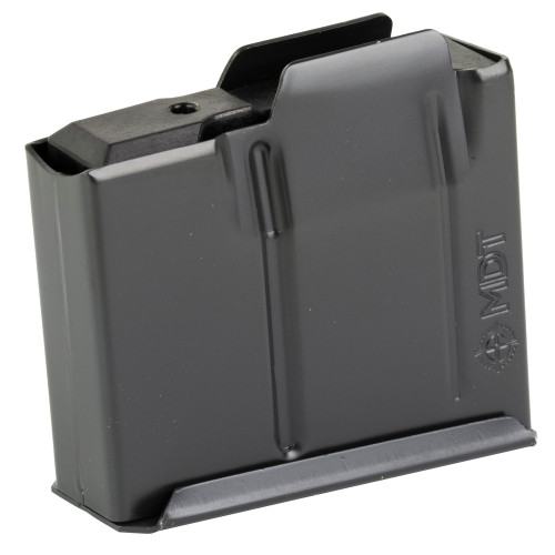 MDT 103133-BLK Double Stack to Single Feed Magazine, durable steel construction in black, designed for AICS pattern, holds 3 rounds, compatible with 6.5 PRC, 270 WSM, 7 RSAUM, and 300 WSM calibers.