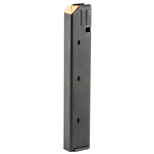 Ammunition Storage Components 32-9MM-AR-SS-BM-O-ASC, a firearm magazine with capacity markings for 10, 20, and 32 rounds.