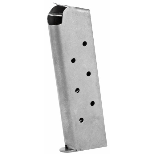 CMC Products Full-Size 1911 Magazine, 8-round capacity, laser welded stainless steel exterior, showcasing durability and precision craftsmanship.