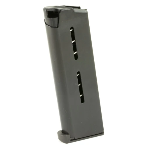 Wilson Combat 47OXCB 1911 Magazine - Reliable & Durable Stainless Steel for Elite Performance, a black stainless steel magazine for 1911 pistols shown against white background.