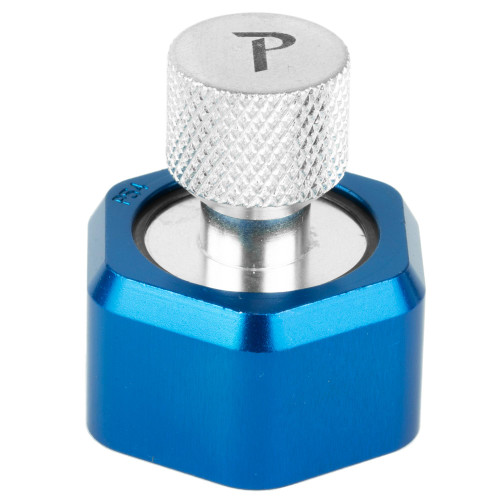 Pachmayr 2654, precision firearm accessory with knurled silver knob and blue base.