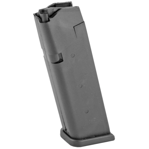 GLOCK MF31015 Magazine, 15-round capacity, durable polymer material, high-quality construction for reliable feeding, shown in a close-up image.