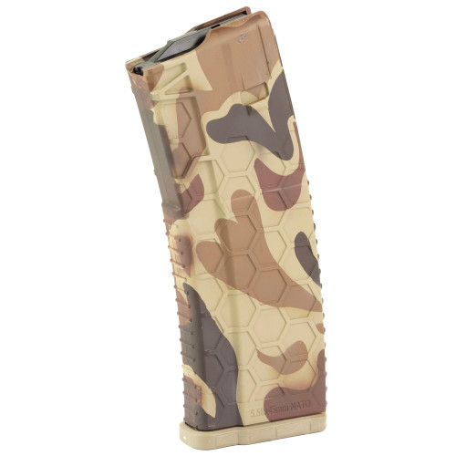 HEXMAG HX30-AR15S2-DCP 30-Round Duck Camo Hydro Dipped Magazine for AR15, features superior strength and reliability with a hydro dipped duck camo pattern for tactical and hunting use.