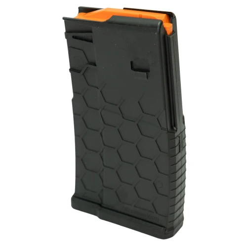 HEXMAG HX20-SR25-BLK AR10/.308 SR25 Magazine, 20 Round Capacity, Durably Designed with Hex Texture in Black.