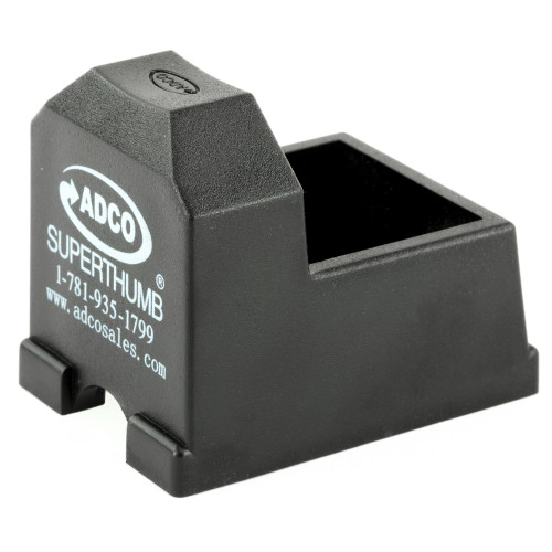 ADCO ST4, a black super thumb testing device with a rectangular open slot and white logo and contact information on the side.