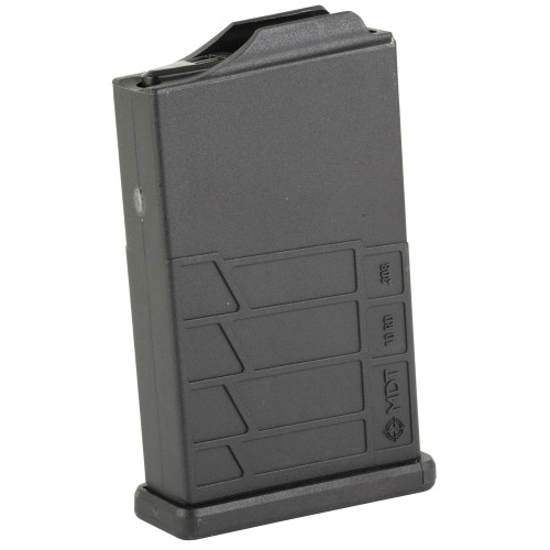 MDT 104447-BLK magazine, black firearm accessory magazine with a textured surface and capacity markings for 20, 10 rounds, and 30 rounds.