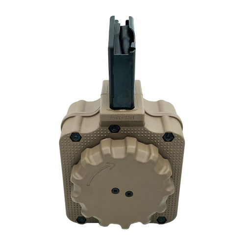 ProMag Industries DRM-A41-FDE, tan-colored firearm magazine speed loader with textured grip for easy loading.