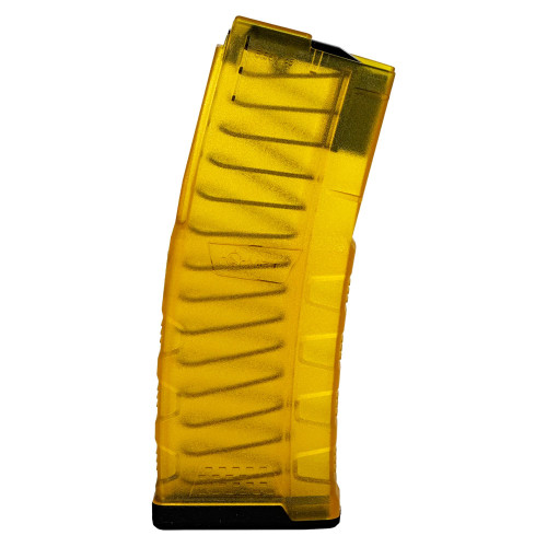 Mission First Tactical EXDPM556-T-Y Magazine, yellow translucent firearm accessory for AR-15 rifles.