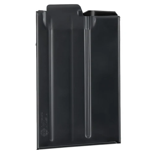 MDT 104734-BLK, black storage container or canister with a vertical design and a handle for easy lifting.