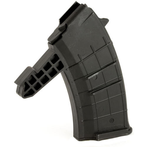 ProMag Industries SKS-A5, firearm magazine in black with a grid-like design and a curved shape.